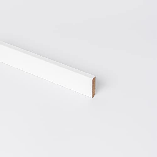 TWE - Tucci Wood Essence Rodapié blanco minimalista moderno para interiores Made in Italy repelente al agua Tamaño 50 x 12 x 2200 mm Zócalo madera lacada blanca Paquete x 1