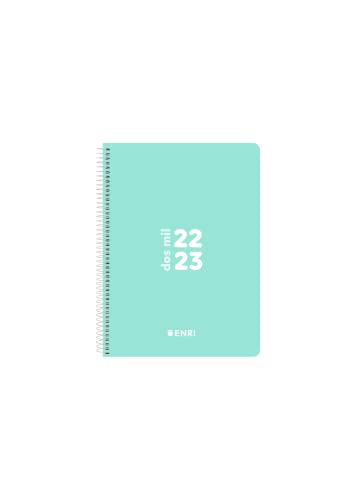Enri, Agenda 2022 2023 Día Por Página, Tapa Plástico, 11,8 x 16,8cm, Español, Color Ice Mint