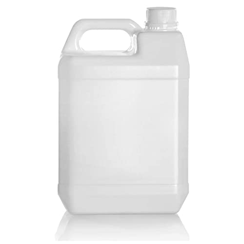 Garrafa de plástico translúcido apto para uso alimentario, bidón, tangue, jarra, ideal para almacenar y transportar agua, bebidas, líquidos (5 litros)