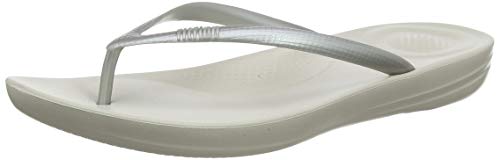 Fitflop IQUSHION Flip Flop-Solid, Chanclas Mujer, Silver, 38 EU