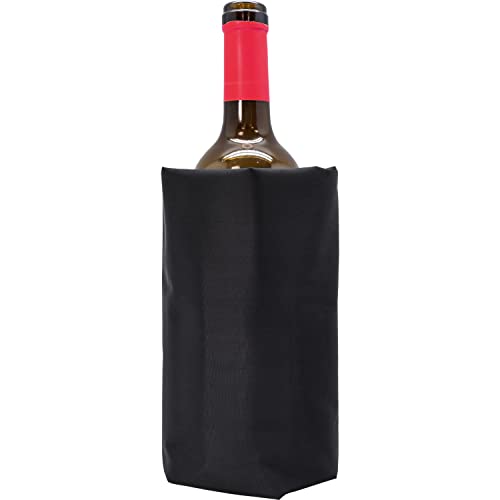 Funda Enfriadora Ajustable para Botellas de Vino con Sistema Elástico Antideslizante, Negra