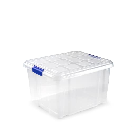 ForenTex Cajas almacenaje de plástico transparente con tapa y cierres a presión, perfectas para organizar espacios (N2-25L)
