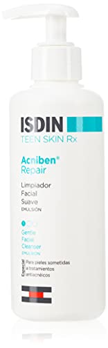 Isdin, Emulsion Acniben limpiador facial suave para pieles sometidas a tratamientos antiacneicos, 180 ml
