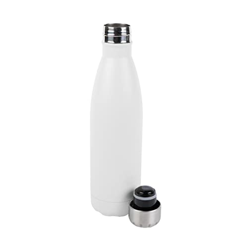 axentia Botella isotérmica con tapa, botella de acero inoxidable, color blanco, aprox. 500 ml