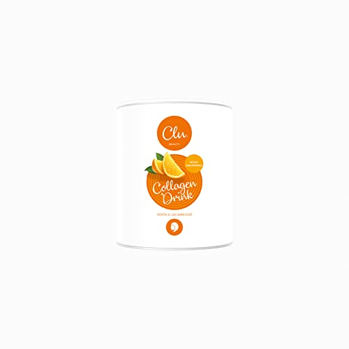 Clu - Bebida de colágeno hidrolizado para una piel tersa y radiante 300gr | Bebida de Colágeno en polvo | Con carnosina, betacaroteno y vitamina E | Delicioso sabor a naranja