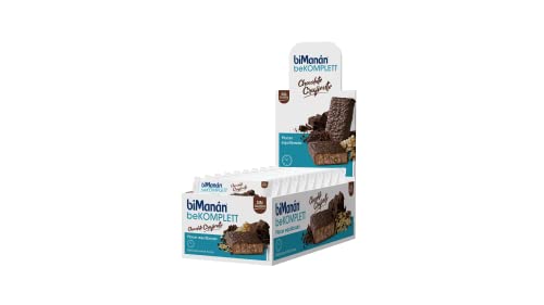 biManán Bekomplett Barritas Chocolate Crujiente Ricas En Proteínas Y Fibra, Con 2 Vitaminas Y 4 Minerales, Sin Gluten - Expositor, 24 Unidades