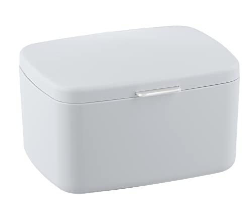 Wenko Caja de baño con tapa Barcelona blanco - Cesta de almacenaje, cesta para el baño con tapa, absolutamente irrompible Capacidad: 2.479 l, Plástico (TPE), 19,5 x 11 x 16 cm, Blanco