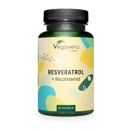 Trans Resveratrol Natural 500mg Vegavero® | Con Nicotinamida (Vitamina B3) | Sin Aditivos | Antienvejecimiento, Antioxidante y Antiedad | Vegano | 60 Capsulas