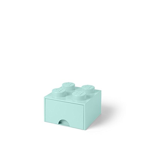LEGO Brick Drawer Stackable Storage with 4 Knobs, in Aqua