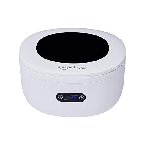 Amazon Basics - Limpiador de ultrasonidos con pantalla digital, 5 programas preconfigurados, 750 ml, 220-240 V, color blanco