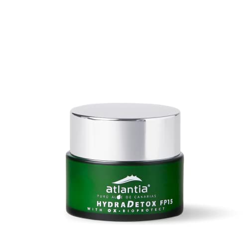 Atlantia Crema Hydradetox FP15 | Crema Hidratante con Protección Solar | Crema Facial Hidratante de Aloe Vera | Apta para pieles sensibles