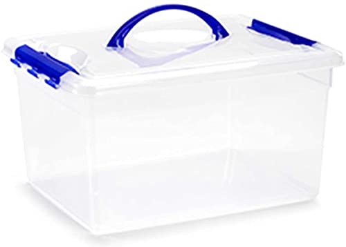 AC Caja de ordenación de plástico Transparente con Capacidad de 12 litros. Contenedor de plástico/caja de almacenamiento para juguetes, ropa, mantas y otros objetos. Dimensiones 34x18x27 cm