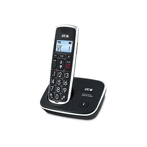 SPC Comfort Kaiser – Teléfono Fijo inalámbrico para Mayores con Teclas y Números tamaño XL, Sonido Extramplificado, 2 Memorias Directas, Agenda y Manos Libres