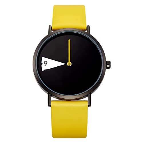 SHENGKE Reloj Minimalista para Mujer Correa de Cuero Ultrafina Moda Relojes de Cuarzo para Mujer Relojes a Prueba de Agua Reloj de Mujer,Yellow