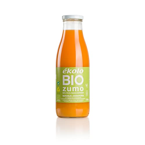 Ekolo Zumo de Naranja Zanahoria Ecológico, 100% Exprimido, 6 Botellas x 750 ml, 4500 ml
