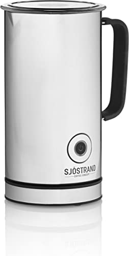 Sjostrand Coffee Concept - Espumador de leche eléctrico automático, antiadherente, acero inoxidable, para máquina de espuma de leche caliente y fría, fácil de limpiar, Plata