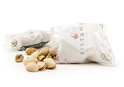 Pistachos ecológicos PISTAMED - 1,1 Kg. Tostado artesanal SIN SAL - Origen España (30+2 bolsas de 35 gr. = 1.120 gramos) 32 raciones de pistachos