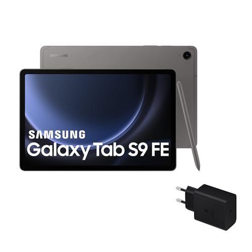 Samsung Galaxy Tab S9 FE - Tablet + Cargador, 128 GB, Wifi, S Pen incluido, Batería de Larga Duración, Clasificación IP 68, Gris (Versión Española)