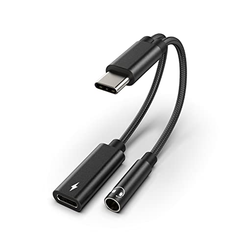 2 in 1 USB C a Jack 3.5mm, Tipo C a AUX Adaptador de Conector de Auriculares Hi-Res DAC cargador Cable Compatible con Samsung S21/S20/S10/Note 20 Huawei P40 P30 Xiaomi- BALILA