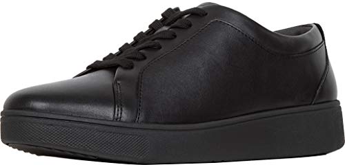 Fitflop Rally Tennis Sneaker-Leather-Updated, Zapatillas sin Cordones Mujer, Negro (Black), 39 EU
