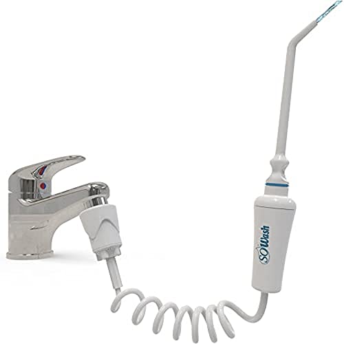 Irrigador Dental SoWash | Waterjet | Se Conecta al Grifo | Sin Baterías y sin Electricidad | Cabezal con chorro lineal | Hecho en Italia