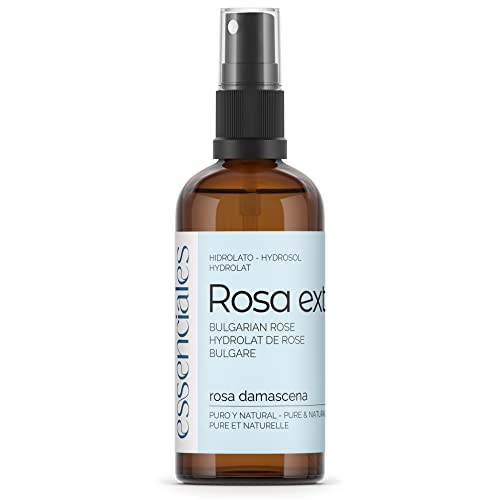 Essenciales - Hidrolato de Agua Floral de Rosa Extra, 100% Pura y Natural, 100 ml | Hidrolato Rosa Damascena