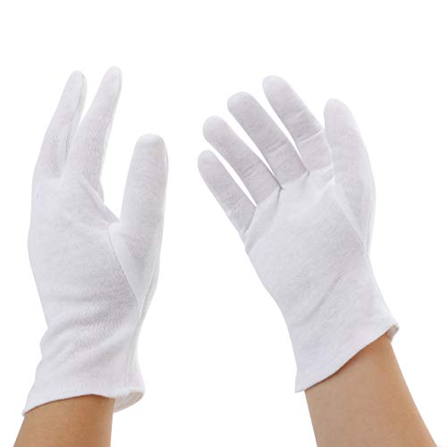 Incutex 1 par de guantes de tela de algodón, blancos, talla: M