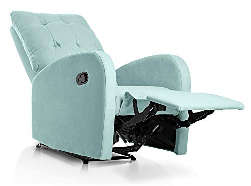 SUENOSZZZ-ESPECIALISTAS DEL DESCANSO Sillon Relax orejero reclinable Soft tapizado en Tela Antimanchas Verde Agua