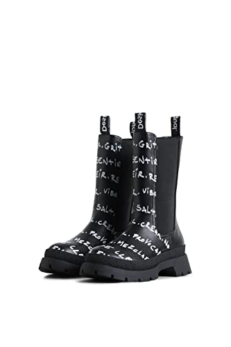 Desigual Zapatos_Chelsea High_Lette, Nieve Mujer, Black, 37.5 EU