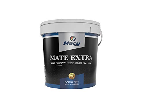 Macy Pintura Plástica Mate Extra para Interior y Exterior con Conservante Antimoho y Certificado CE.750 Mililitros. Color Blanco