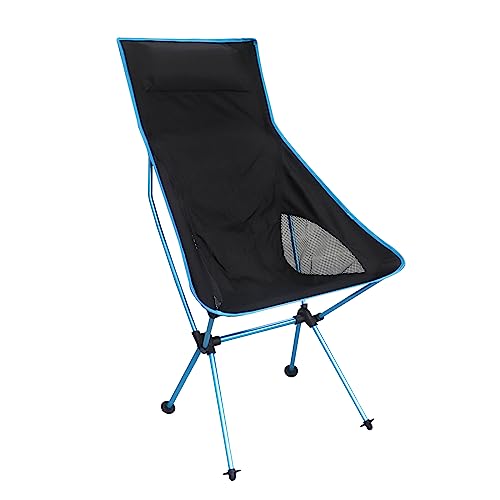 Gearific Silla de camping plegable ligera de respaldo alto, silla de camping al aire libre, sillas portátiles para mochilero, para camping, playa y viajes, con bolsa de transporte de bolsillo,