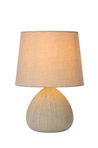 Lucide RAMZI - Lámpara de mesa - Ø 18 cm - 1xE14 - Beige