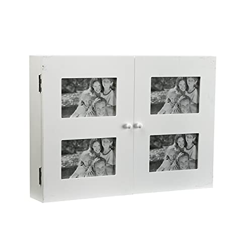 Versa Creston Cubrecontador con marco de fotos para 4 imágenes, Tapa para contador decorativo, Medidas (Al x L x An) 33 x 8,5 x 46 cm, Madera, Color Blanco