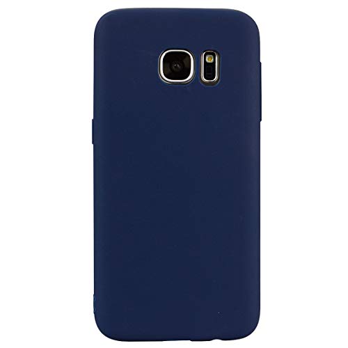 cuzz - Carcasa para Samsung Galaxy S6 Edge (5,1)+(1 Pieza Protector de Pantalla de Cristal Templado) Color sólido Premium Flexible de Silicona TPU y Funda Delgada Ultra Ligera Antideslizante (Azul