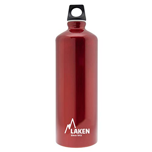 LAKEN Futura Botella de Agua, Cantimplora de Aluminio Boca Estrecha 1L, Rojo