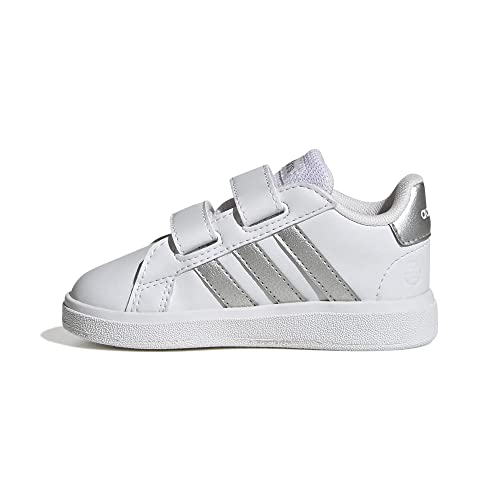 adidas Grand Court Lifestyle Hook and Loop, Zapatillas, FTWR White/Matte Silver/Matte Silver, 26.5 EU