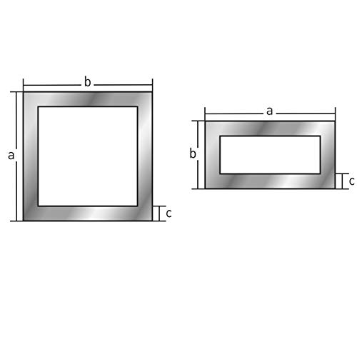 Tubo rectangular de aluminio anodizado, longitud: 1-2,5 m, perfil de aluminio hueco cuadrado