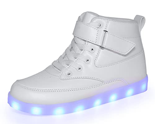 Voovix Zapatillas Unisex Niños Zapatos Led Luminioso con Luces(Blanco02,39)