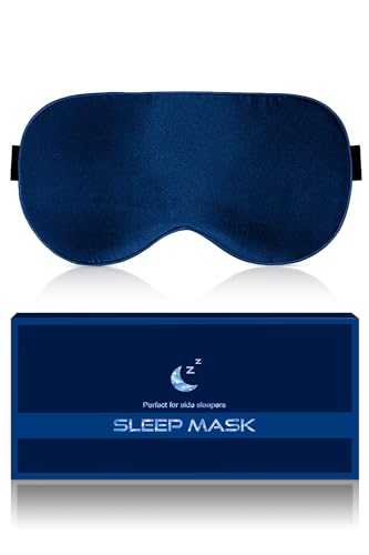 Antifaz para Dormir, Antifaz para Ojos 100% Pura Seda de Morera, Antifaz Dormir, Siesta, MeditacióN, Descanso y Viajes (Azul)