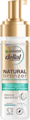 Garnier Delial Mousse Autobronceadora Con Agua De Coco Hidratante, Negro, 200 ml (Paquete de 1)