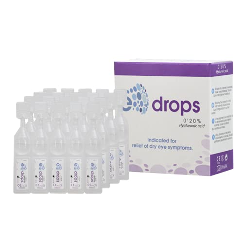 E-Drops Monodosis, Elentillas, Gotas Oculares Humectantes, Ácido Hialurónico, Calma Ojos Secos, 20 ampollas de 0.4 ml