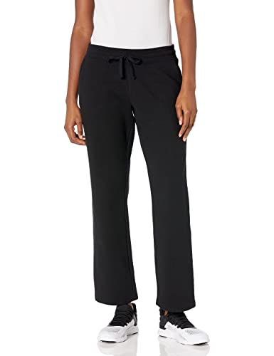 Amazon Essentials Pantalón de chándal en Felpa con Pernera Recta (Disponible en Tallas Grandes) Mujer, Negro, XL