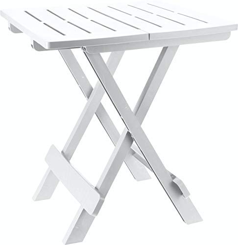 Spetebo Adige - Mesa plegable pequeña para jardín o camping, ideal para utilizarse como mesa auxiliar, Blanco