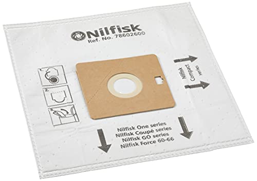 Nilfisk 78602600 Bolsas aspiradoras y prefiltros, Blanco, paquete con 5 unidades