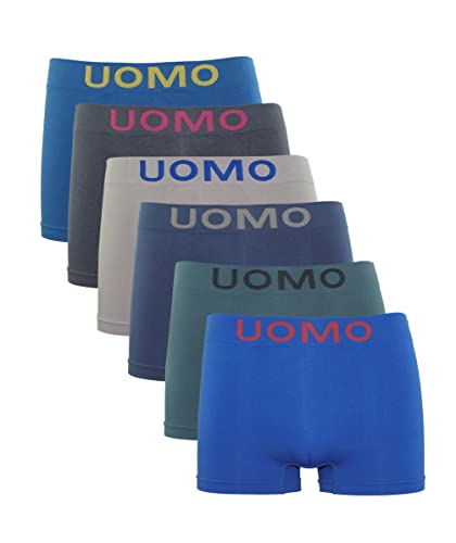 Channo Calzoncillos Boxer de Hombre Licra sin Costuras Seamless Lisos Color Uniforme (Pack D, L)