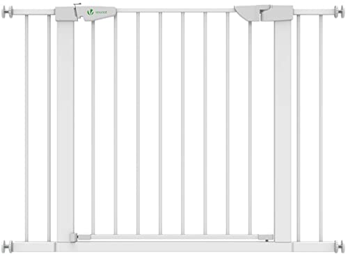 VOUNOT Puertas de Seguridad, 75 -108 cm, Barrera Escalera para Perros, Sin Taladrar, Blanco