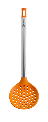 BRA Efficient Espumadera de Cocina, Acero INOX, Nailon y Silicona, Naranja, 36.5 cm