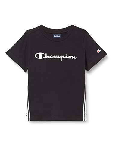 Champion Legacy American Side S/S-Tape Camiseta, Negro, 3-4 años para Niños