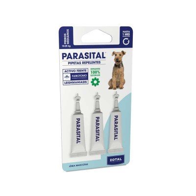 Parasital Pipetas Antiparasitarias para Perros Medianos de 10 a 25 kg - 3x3ml de Zotal - Activo Contra Leishmaniasis y demás Mosquitos, Pulgas y Garrapatas