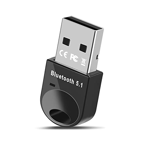 Bluetooth USB 5.1, Adaptador Bluetooth para PC, Bluetooth USB Dongle Transmisor y Receptor para Ordenador, Portatil, Ratón, Teclado, Altavoz, Compatible con Windows 7/10/11